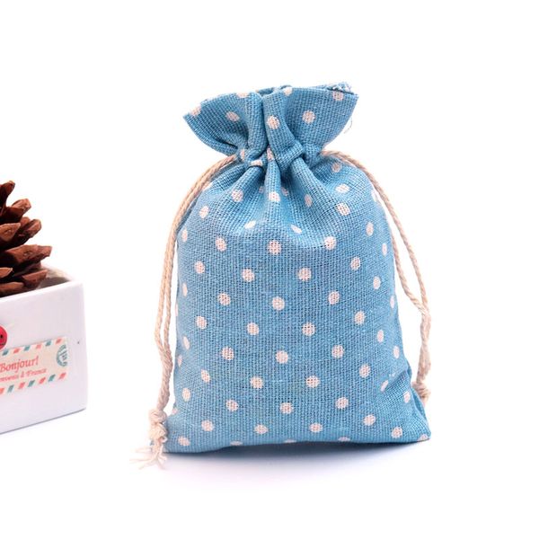 

10pcs/lot dots design cotton bags 10x14cm wedding party favor drawstring gift bag pouches candy nuts jewelry packaging bags