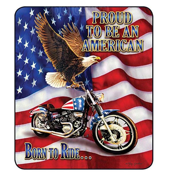 

proud to be an american born to ride medium weight faux fur luxury blanket queen size