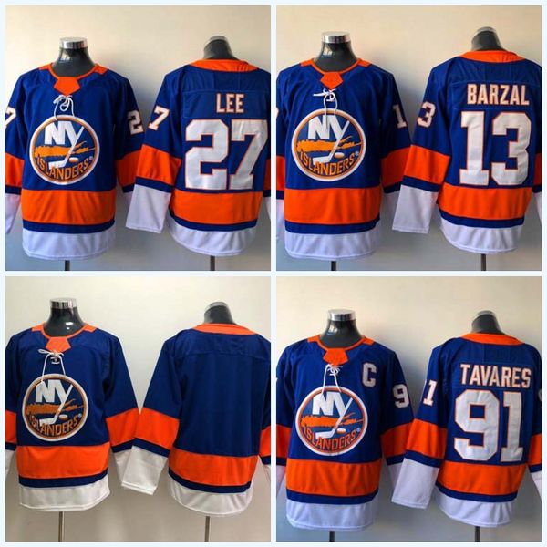 

Mens 13 Mathew Barzal 2017-2018 Season New York Islanders 91 John Tavares 27 Anders Lee Blank New Team Ice Hockey Jersey All Stitched
