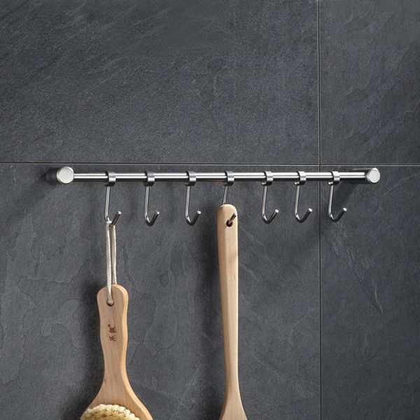 

jilida solid stainless steel pot pan rack with flexible 7 hooks cookware utensil hanger bathroom hook wall kitchen organizer
