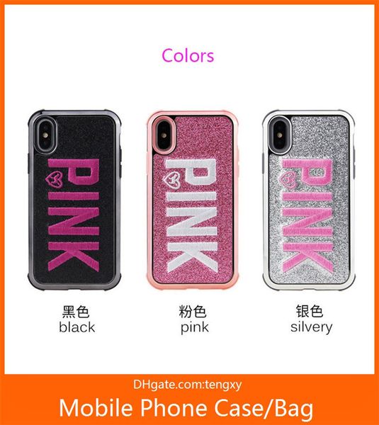 

3d electroplating phone ca e pink cover fa hion de ign glitter 3d embroidery ca e for iphone 6 7 8 x x for am ung note 9