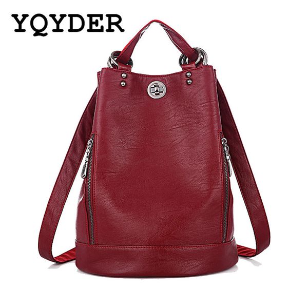 

fashion new multifunction women backpack pu leather black bagpack large capacity travel bag female rucksack shoulder bag