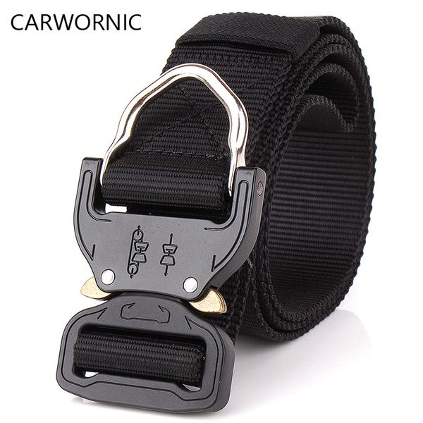 

carwornic combat knock off army tactical belt men us soldier heavy duty equipment belt sturdy hook nylon waistband, Black;brown