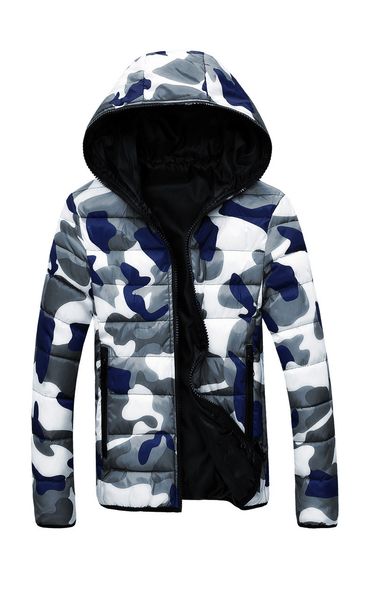 

men hooded collar down jackets camouflage reversible coat online warm jacket zipper hoodies ing, Black