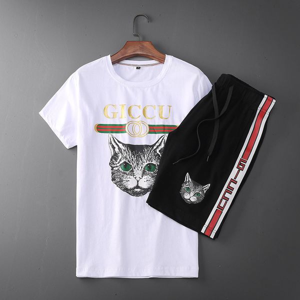 

Человек Письмо печати с коротким рукавом короткие брюки костюм хлопок круглый во