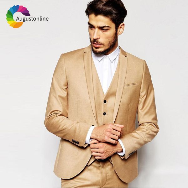 

augustonline gold wedding suits slim fit mens suits groom wear tuxedos formal prom bridegroom set 3 pieces ( jacket+pants+vest, White;black