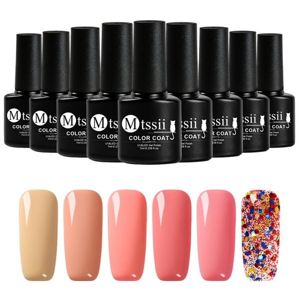 

mtssii 6 pcs/set gradient gel varnish christmas gel nail polish new year nail art latex romantic uv soak off for a manicure, Red;pink
