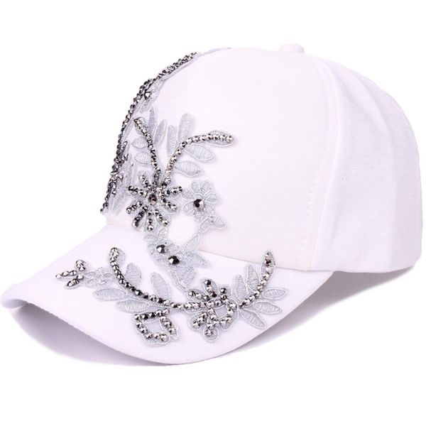 

fashion white baseball cap women floral shape youth girls hats casquette homme womens grey embroidery rivet snapback cap, Blue;gray