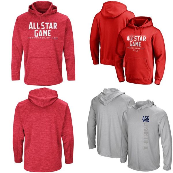 

2018 All Star Game Pullover Hoodie Mens American National League Team World USA Baseball Sweatshirts Red Grey Fast Shipping