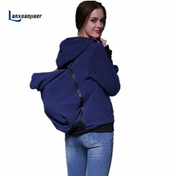 

lanxuanjiaer pregnant multifunction kangaroo maternity pullover sweatshirt hoodie jacket dad mom and baby carrier coat, White