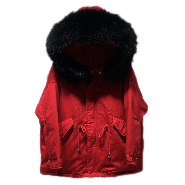 

parkas winter jacket women 2018 new oversize raccoon fur collar duck down jacket ev212, Black