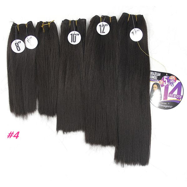 

short synthetic hair bundles yaki straight hair weave bundles dark brown kinky straight 8-14inch black synthetic sew in hair extensions