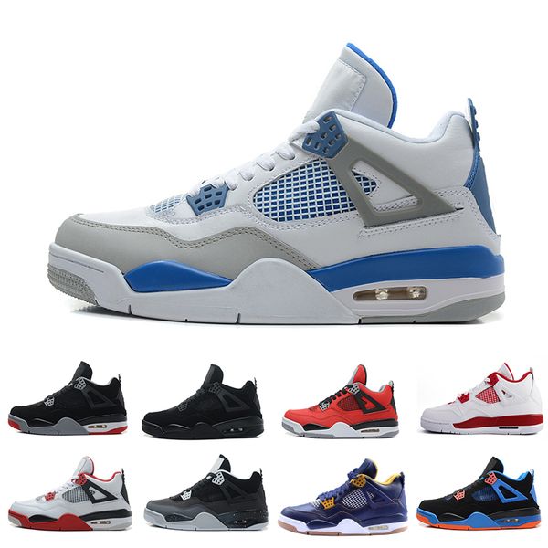 

Wholesale 4 4s Mens Basketball Shoes Motosports Blue Fire Red White Cement Pure Money Toro Bravo Bred Cavs Thunder Sports Sneakers trainers