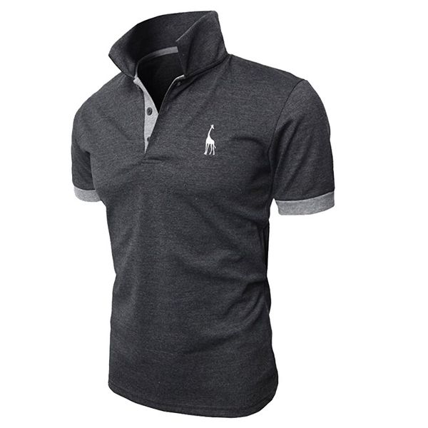 

Embroidery Men 'S Fashion Casual Polo Shirt Personality Giraffe Embroidery Design Short -Sleeve Tops Tees Luxury Polo Slim