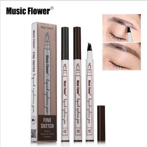 

2019 music flower liquid eyebrow pen music flower eyebrow enhancer 3 colors double head eyebrow enhancer waterproof dhl ship