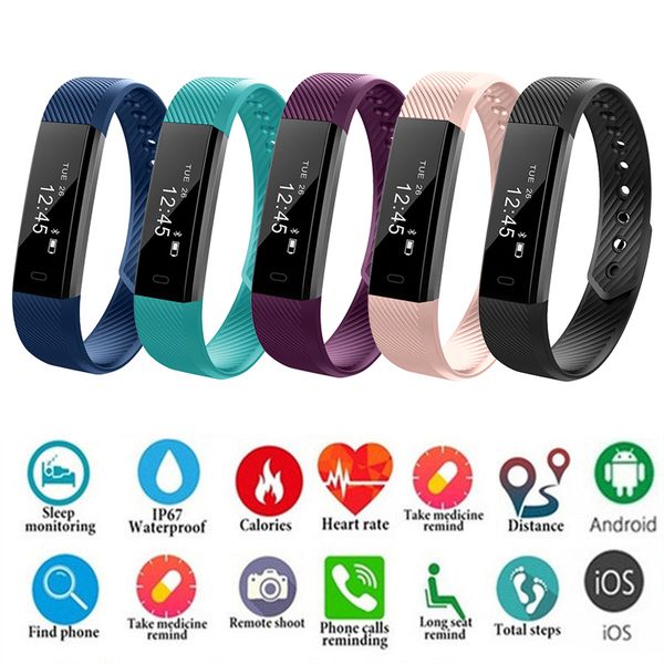 

smart id115 bracelet bluetooth armband stappenteller fitness tracker for iphone android telefoon digital sport pedometer