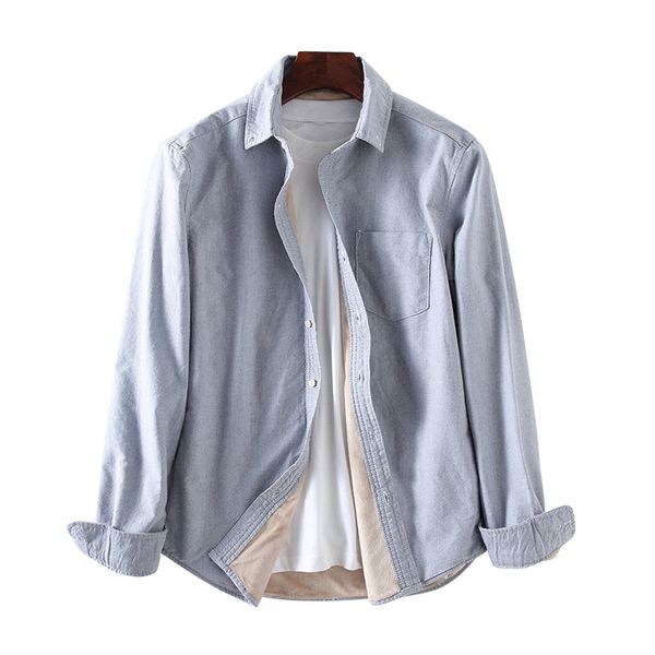 

quality winter thick fleece warm men's washed oxford cotton demin shirts long sleeves slim fit shirt casual camisas hombre, White;black