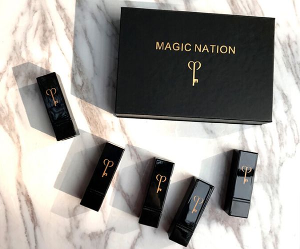

magic nation lipstick set 5 pcs moisturizer and natural pumpkin maple-leaf red colors mini travel lipstick ing