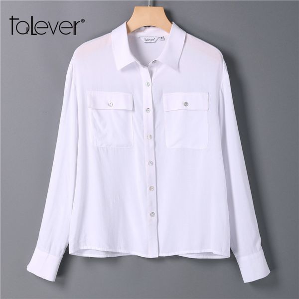 

women casual 100% coon blouse shirt solid white long sleeve turn down collar autumn spring office lady plus size talever