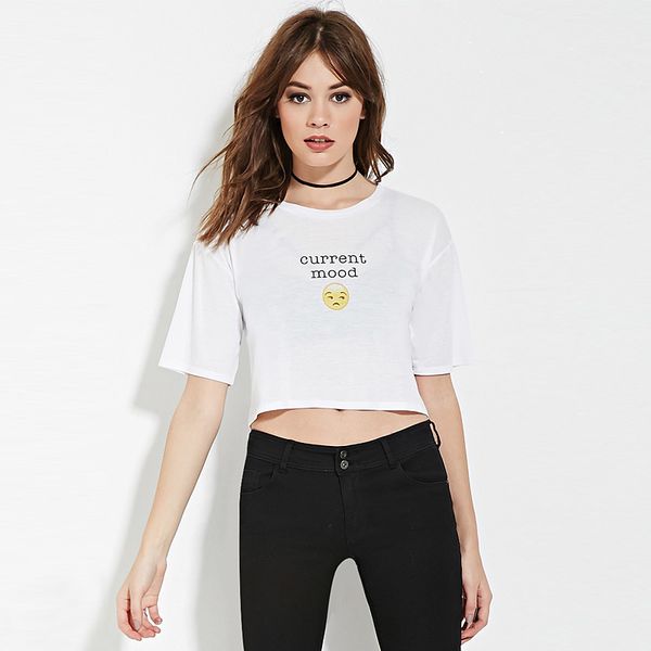 

chens sister] summer 100% cotton t shirt printed short sleeve white loose o-neck midriff tees short female ladies t-shirt