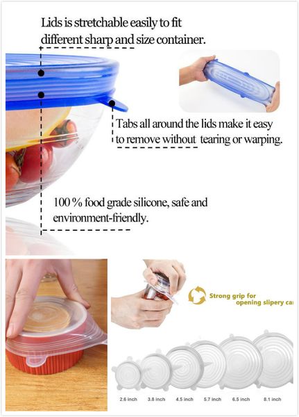 

heat insulation environment recycling stretchable silicone lids fresh preserve universal cover anti-skid resistant retain freshness oven mat