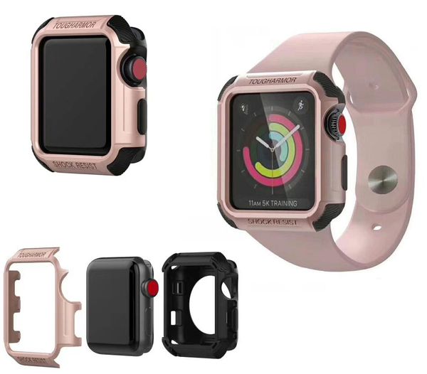 

2 in 1 armor case over 38mm 42mm case series 1 2 3, Black;brown