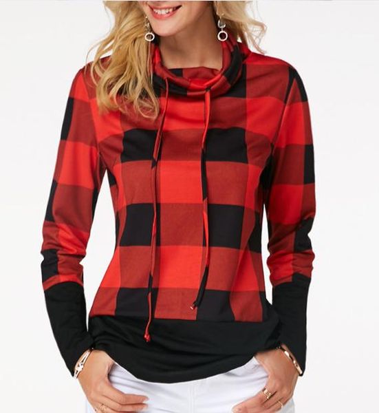 

send 2018 new style high collar long sleeved checked shirt, White