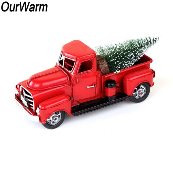 

OurWarm красный металл грузовик рождественские украшения столешница декор для дома