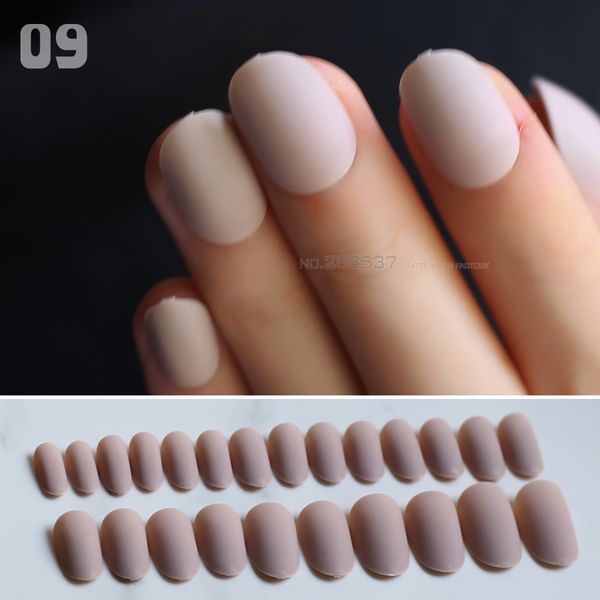 

matte oval lovely false nails nude 24pcs full sets red fake nails dark blue medium length round black simple solid color, Red;gold