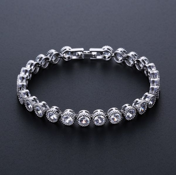 

round zircon micro-inlaid bracelet jewelry exquisite fashion style bracelet, Black