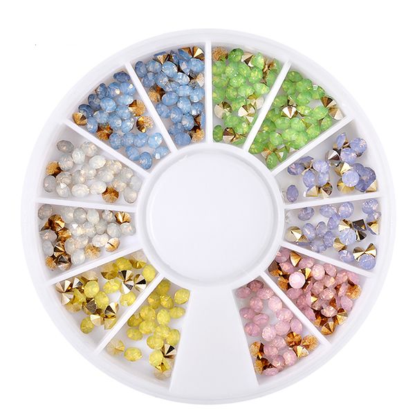 

1 box multi color nail art studs resin nail rhinestones shinny jelly 3d decorations in wheel manicure tip accessories, Silver;gold