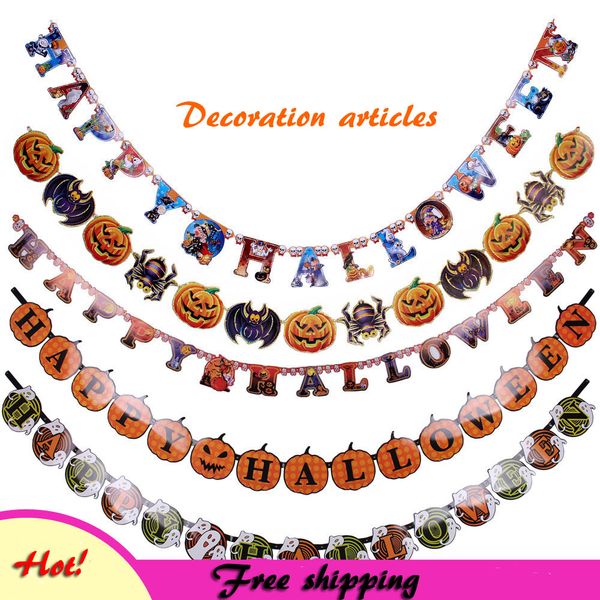 Halloween Drawing Banner Letter Hanging House School Decorations
