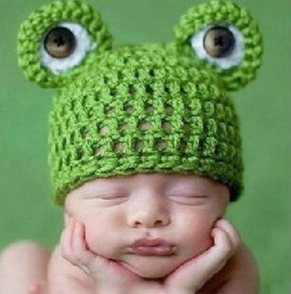 Carino rana bambino bambini neonato ragazza bambino caldo berretto cappello a maglia berretto neonato fotografia puntelli accessori