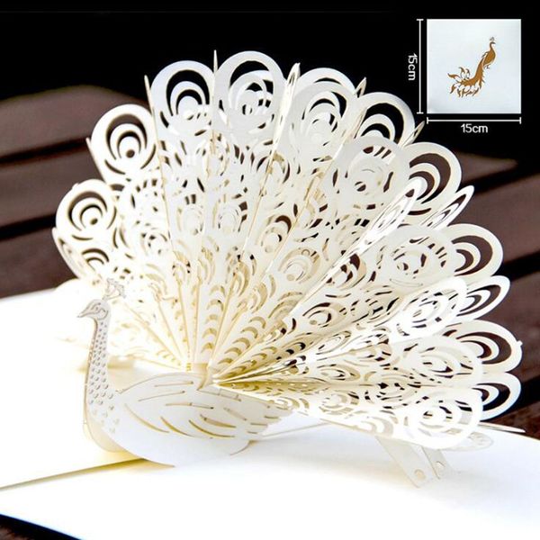Großhandel Hohlen Pfau Handgemachte Kirigami Origami 3d Pop Up Grußkarten Einladung Hochzeit Postkarte Für Geburtstag Hochzeitsfest Geschenk Von