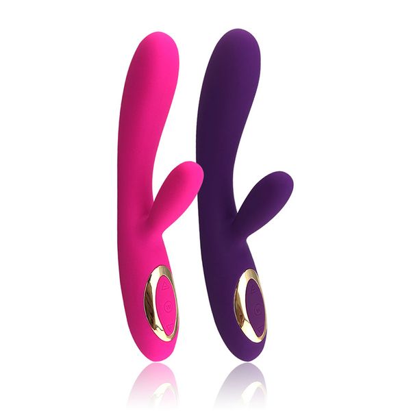 Produtos Adultos 10 Freqüência G-Spot Estimulador Clitóris Elegante Vibrador Vibrador Dual Motors Coelho Vibrador Brinquedos Sexuais Para As Mulheres Do Sexo Feminino