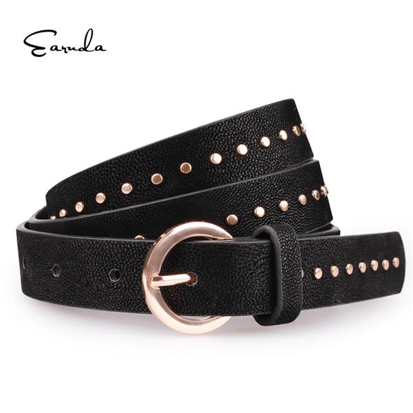 

earnda rivets punk belts waist luxury black faux suede strap belt for women stylish black waistband for jean street, Black;brown