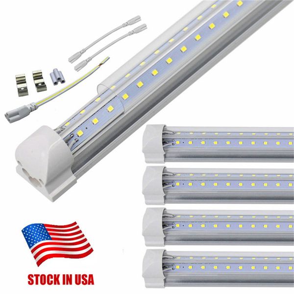 

v-shaped 2ft 3ft 4ft 5ft 6ft led tubes t8 integrated 8ft led tubes double sides smd2835 led shop light stock in us