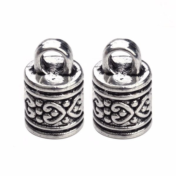 

10pcs/lot antique bronze/silver color hole size 7.5mm copper leather cord end caps connectors for bracelet jewelry making f329