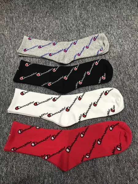 

12pcs/lot champions eu and us street tide brand medium tube cotton socks skateboards hip-hop lovers socks sports socks, Black