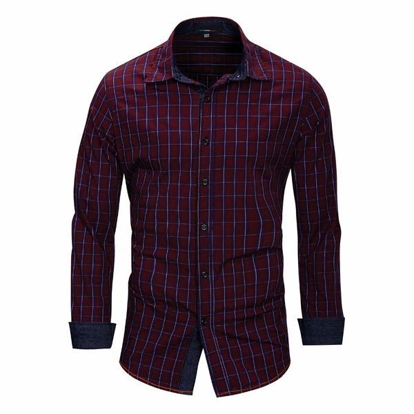 

hoqixin new 2018 new men's long sleeve dress shirt cotton casual plaid shirt social business checked brand clothing 154, White;black