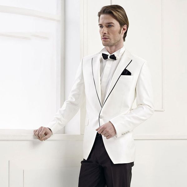 

2018 white men suits skinny wedding suits for man custom made bridegroom business slim fit simple formal tuxedos blazer prom jacket+pants, Black;gray