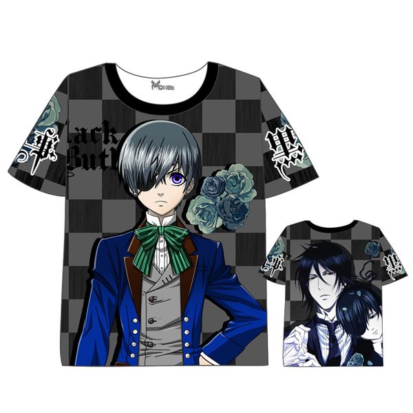

anime black butler t-shirt men women short sleeve summer dress anime cartoon sebastian michaelis t shirt, White;black