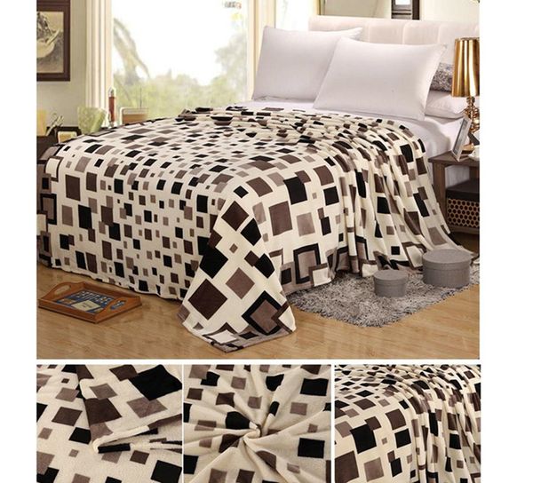 

wholesale- urijk bedspread fleece lattice blanket high density super warm soft flannel blanket for sofa/bed/car portable plaid home textile