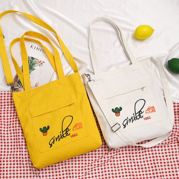

raged sheep women reusable canvas shopping bags letter casual foldable grocery sac opvouwbare tas folding shopping tote