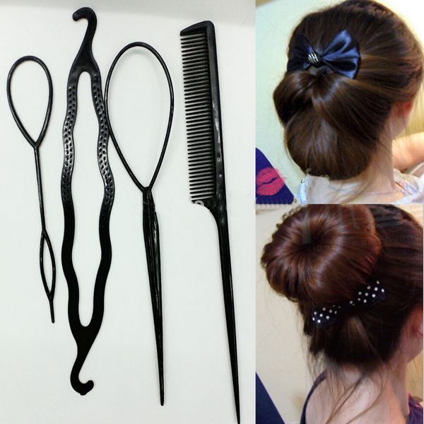 

fashion 4pcs/set women girls fast easy magic bun princess hairstyle popular hair artifact tool