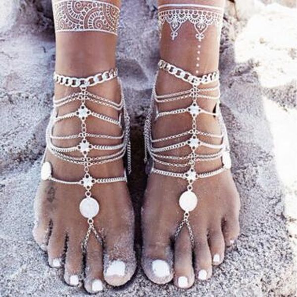 

barefoot sandals stretch anklet chain with toe ring slave anklets chain retaile sandbeach wedding bridal bridesmaid foot jewelry wholesale, Red;blue
