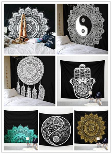 Acheter 200 150cm Grande Couverture Indienne Mandala Tapisserie Tenture Murale Boho Imprimé Jetée De Plage Serviette De Yoga Tapis De Table Drap