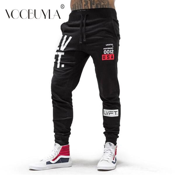 

voobuyla men sports running pants pockets athletic football soccer pant training pants elasticity legging jogging gym trousers, Black;blue