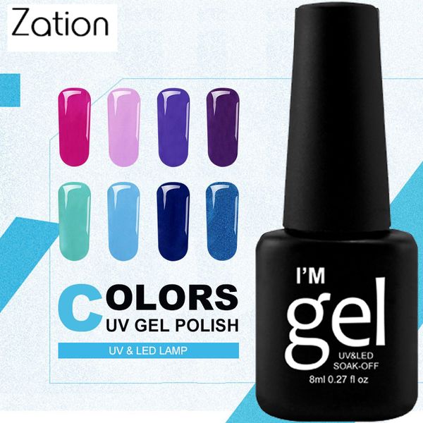 

zation 8ml pure 29 colors uv gel nail polish led gel varnish nail lacquer set manicure resin permanente polish lucky, Red;pink