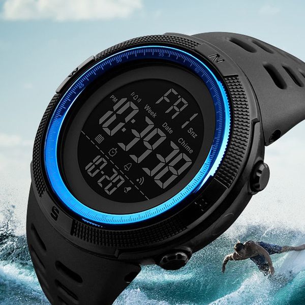 

skmei men sports watches countdown double time watch alarm chrono digital wristwatches 50m waterproof relogio masculino 1251, Slivery;brown